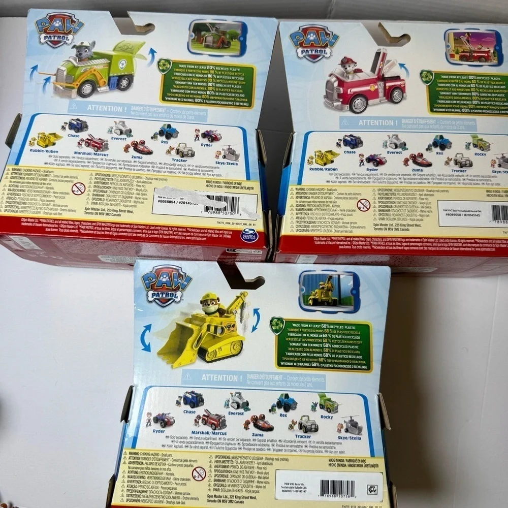 PAW Patrol, Rubble’s Bulldozer, Marshall’s Firetruck & Rocky Recycle Truck